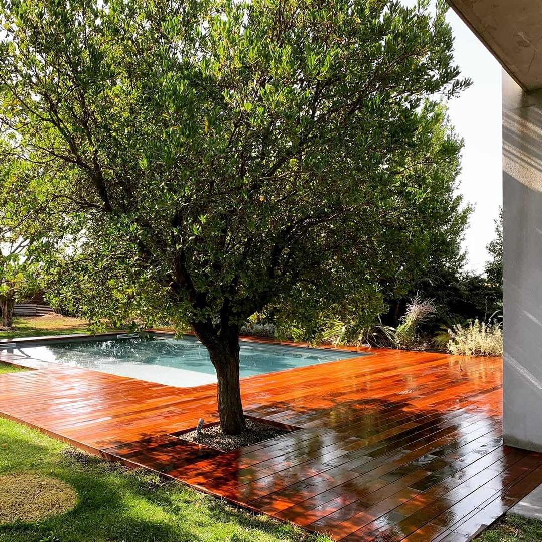 Parquet bois bord de piscine haut de gamme olivier